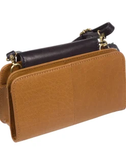 Little Wonder' Dark Tan & Navy Leather Cross Body Clutch Bag