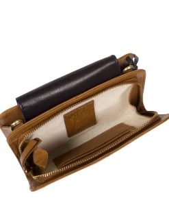 Little Wonder' Dark Tan & Navy Leather Cross Body Clutch Bag