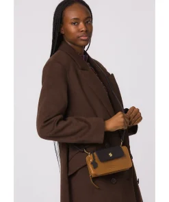 Little Wonder' Dark Tan & Navy Leather Cross Body Clutch Bag