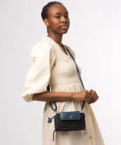 Little Wonder' Navy & Snorkel Blue Leather Cross Body Clutch Bag