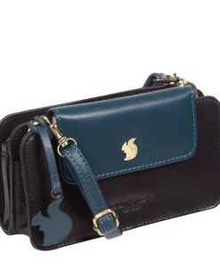 Little Wonder' Navy & Snorkel Blue Leather Cross Body Clutch Bag
