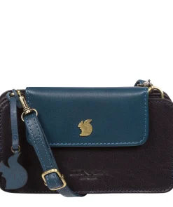 Little Wonder' Navy & Snorkel Blue Leather Cross Body Clutch Bag