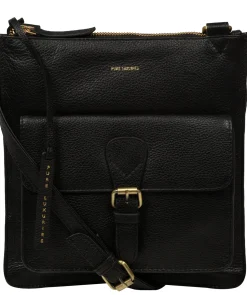 Lucienne' Black Leather Cross Body Bag