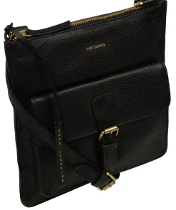 Lucienne' Black Leather Cross Body Bag