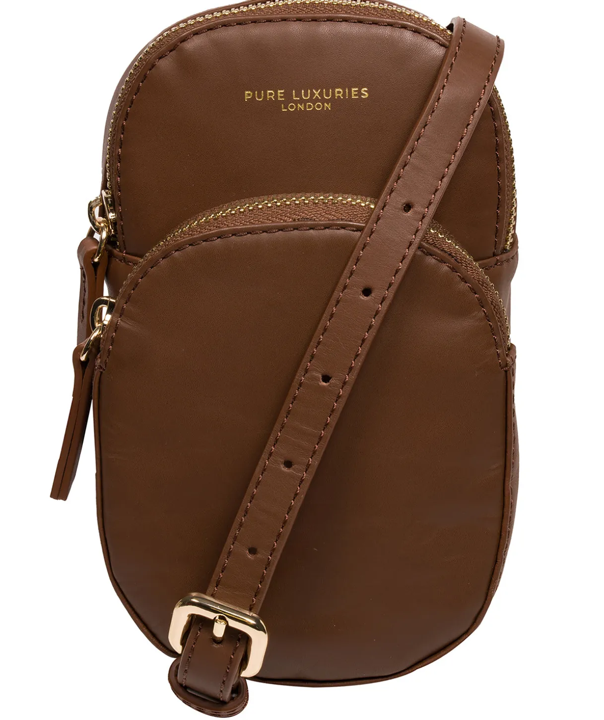 Luna' Chestnut Leather Cross Body Phone Bag