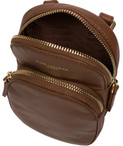 Luna' Chestnut Leather Cross Body Phone Bag