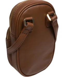 Luna' Chestnut Leather Cross Body Phone Bag