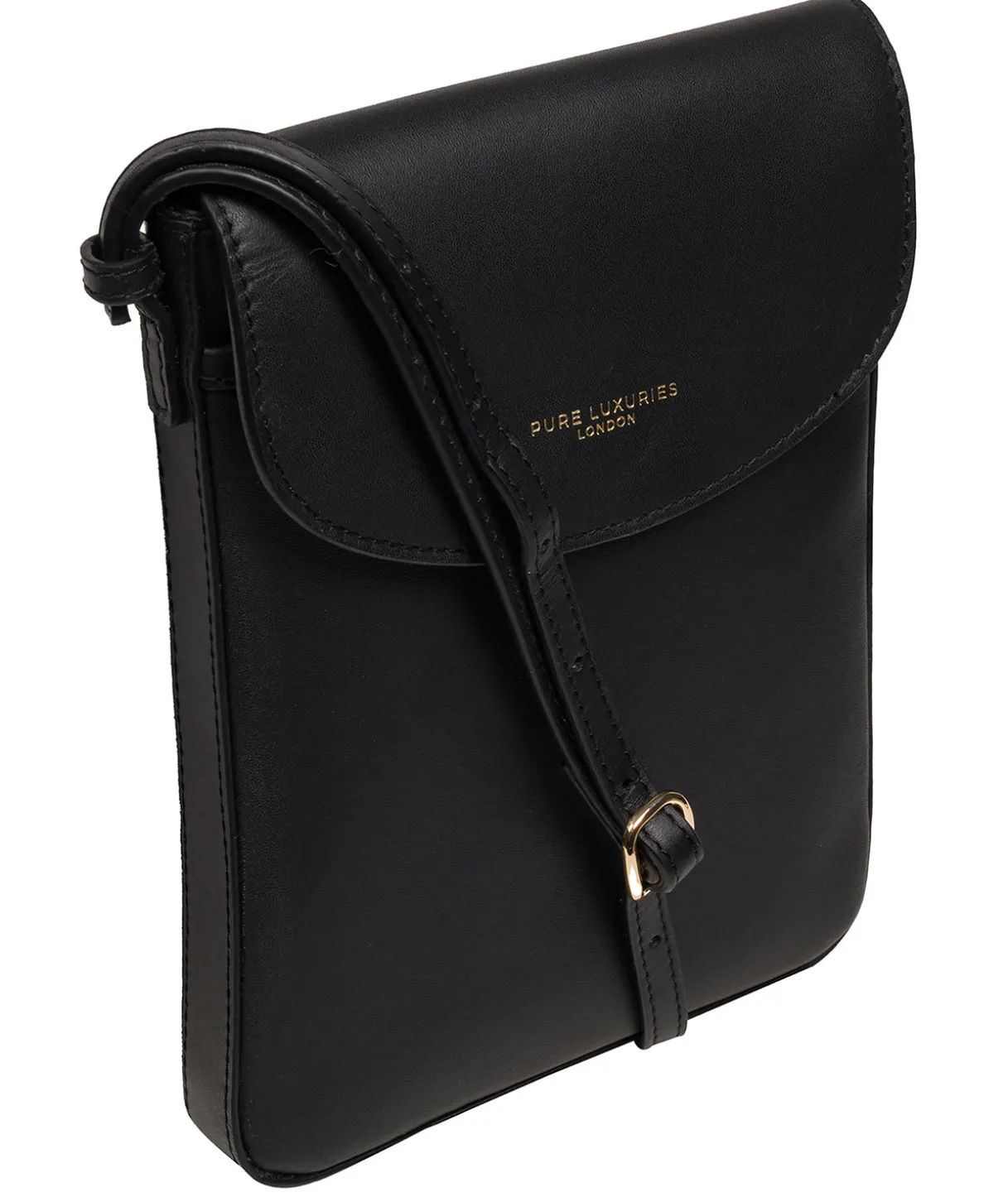 Lyra' Black Leather Cross Body Phone Bag
