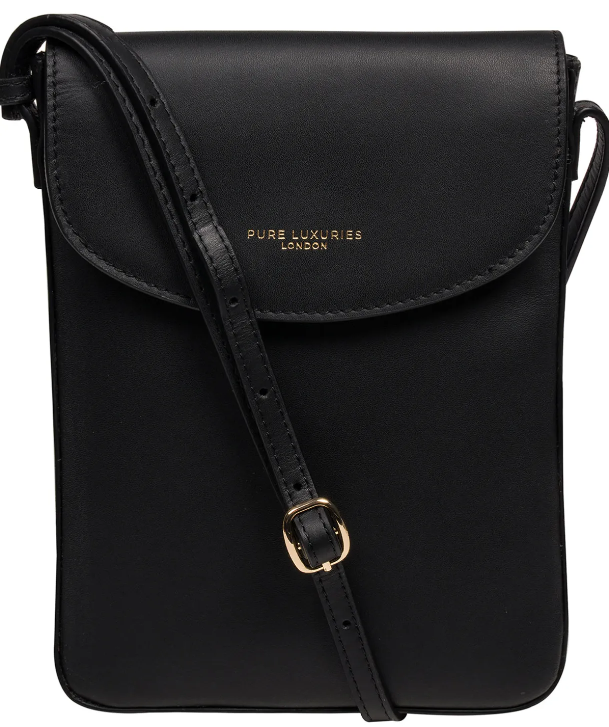 Lyra' Black Leather Cross Body Phone Bag