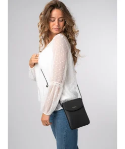 Lyra' Black Leather Cross Body Phone Bag