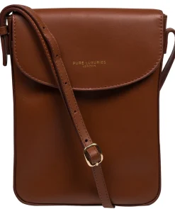 Lyra' Caramel Leather Cross Body Phone Bag