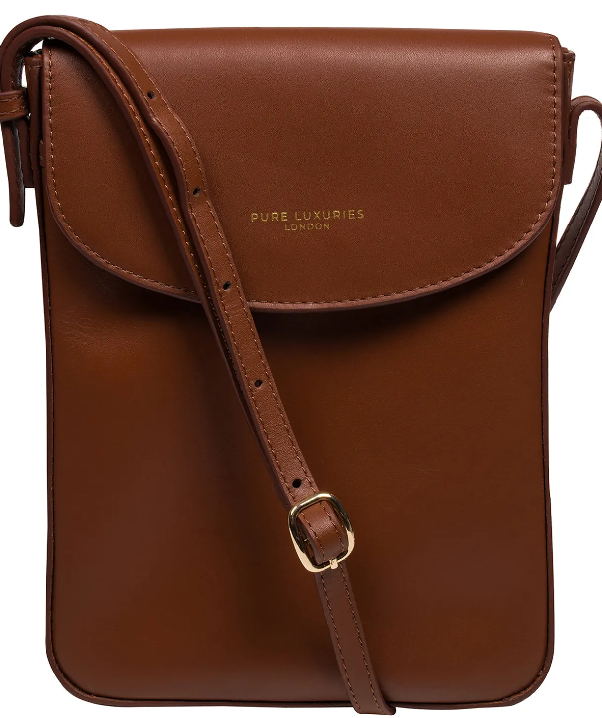 Lyra' Caramel Leather Cross Body Phone Bag