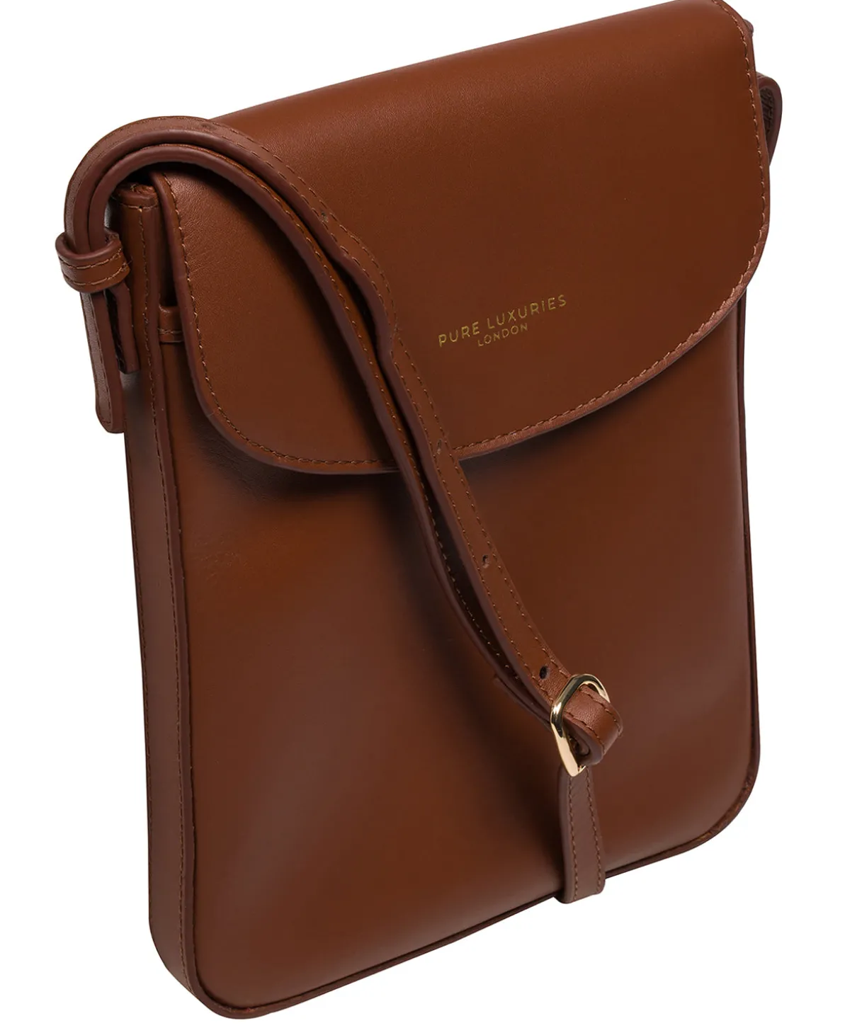 Lyra' Caramel Leather Cross Body Phone Bag