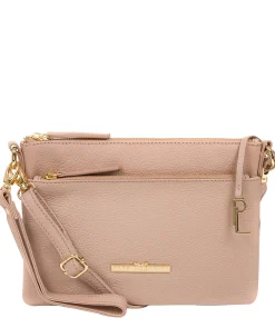 Lytham' Blush Pink Leather Cross Body Clutch Bag