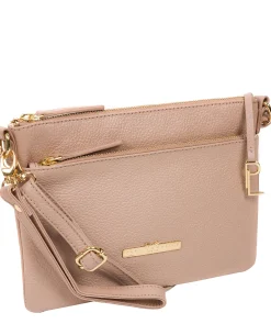 Lytham' Blush Pink Leather Cross Body Clutch Bag