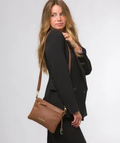 Lytham' Tan Leather Cross Body Clutch Bag