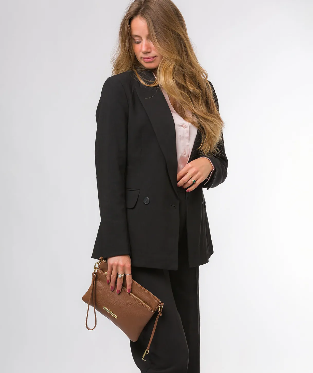 Lytham' Tan Leather Cross Body Clutch Bag