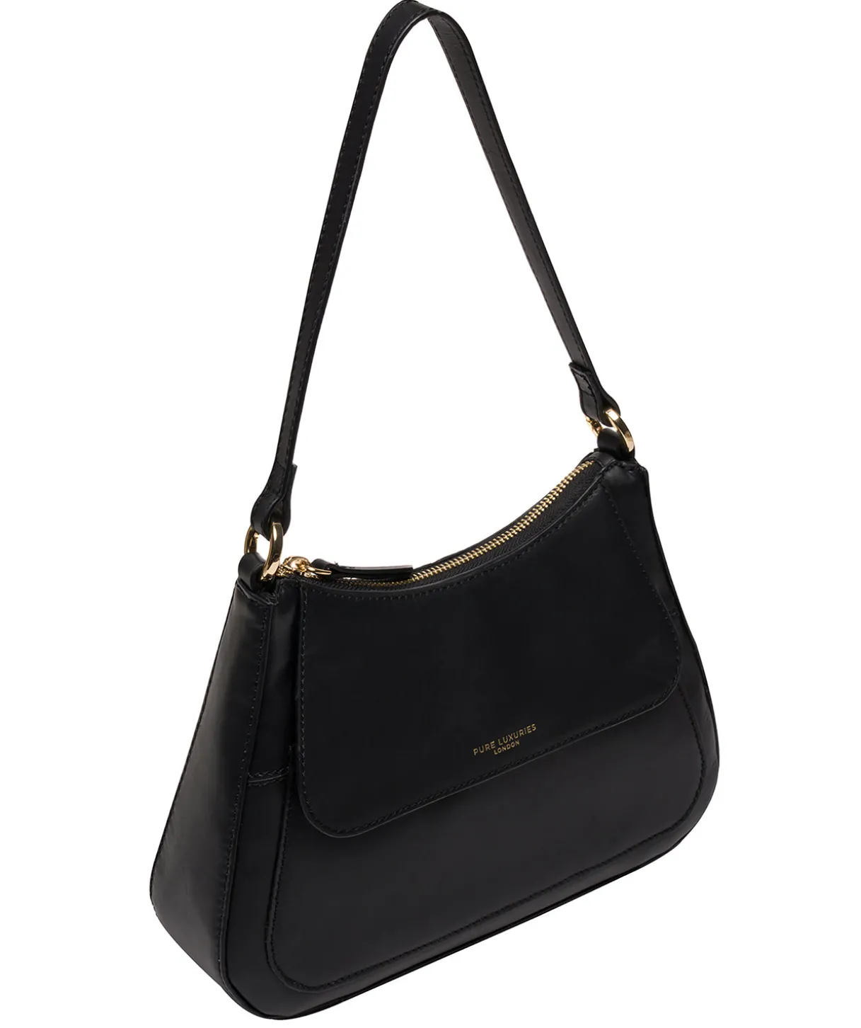 Mable' Black Leather Evening Bag