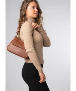 Mable' Caramel Leather Evening Bag