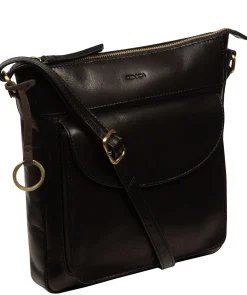 Maeve' Black Leather Cross Body Bag