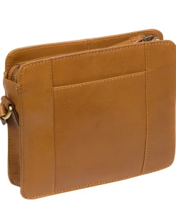 Magda' Dark Tan Leather Cross Body Bag