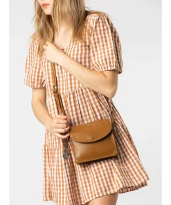 Magda' Dark Tan Leather Cross Body Bag
