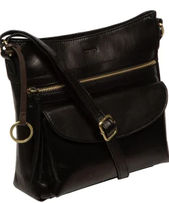 Malin' Black Leather Cross Body Bag