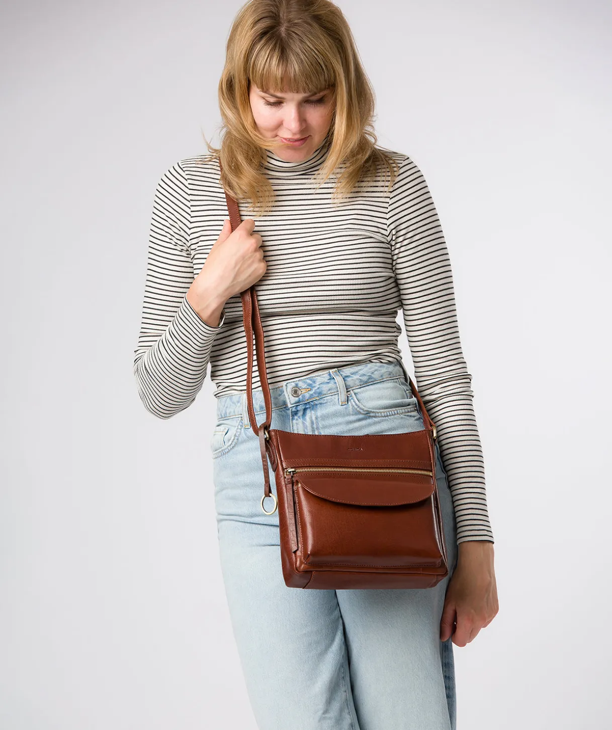Malin' Conker Brown Leather Cross Body Bag