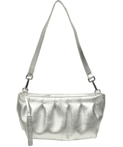Marcelline' Metallic Silver Leather Evening and Clutch Bag