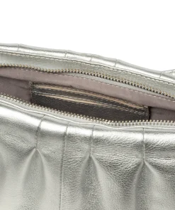 Marcelline' Metallic Silver Leather Evening and Clutch Bag