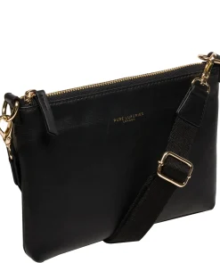 Maria' Black Leather Cross Body Bag
