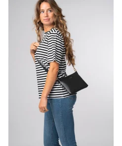 Maria' Black Leather Cross Body Bag