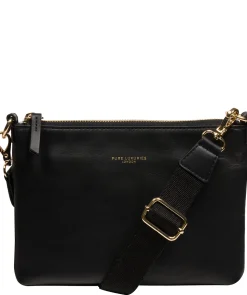 Maria' Black Leather Cross Body Bag
