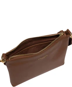 Maria' Chestnut Leather Cross Body Bag