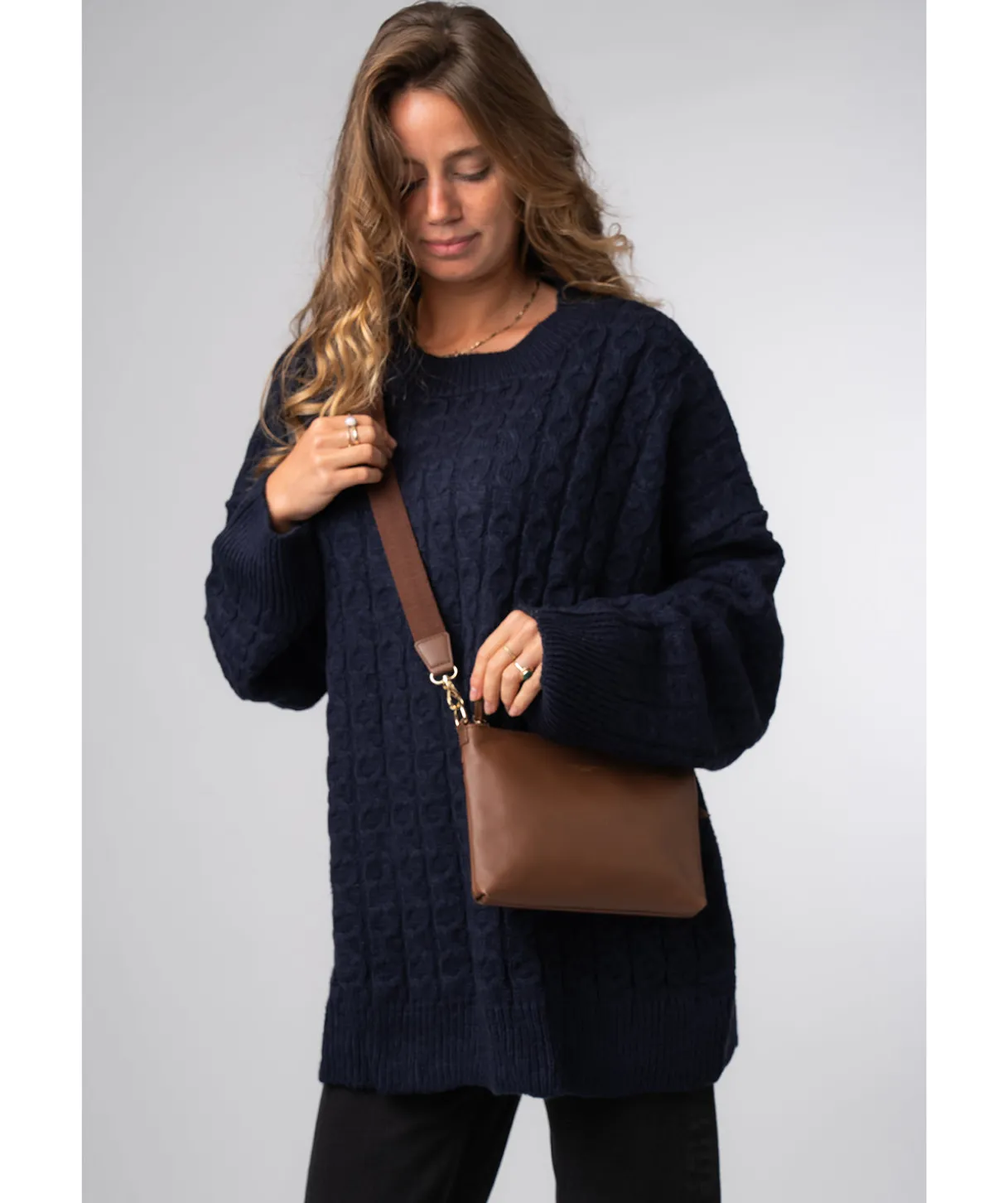 Maria' Chestnut Leather Cross Body Bag