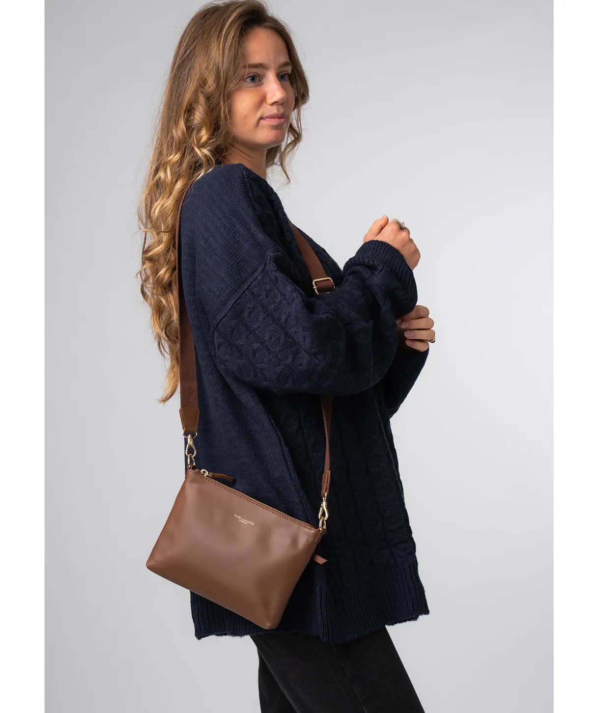 Maria' Chestnut Leather Cross Body Bag