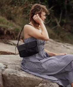 Marianne' Black Leather Evening Bag