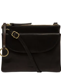 Marietta' Black Leather Cross Body Bag