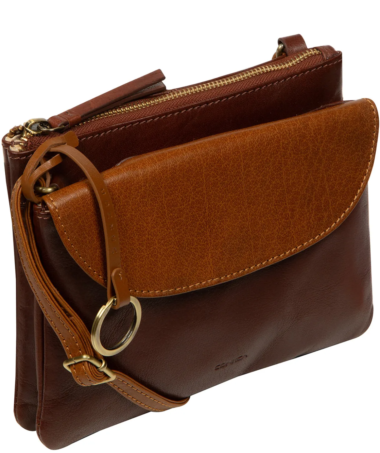 Marietta' Conker Brown & Dark Tan Leather Cross Body Bag