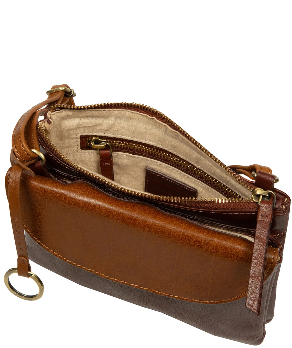 Marietta' Conker Brown & Dark Tan Leather Cross Body Bag