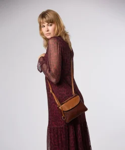 Marietta' Conker Brown & Dark Tan Leather Cross Body Bag
