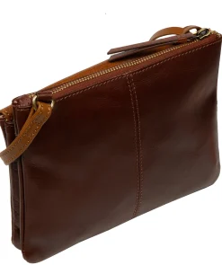 Marietta' Conker Brown & Dark Tan Leather Cross Body Bag