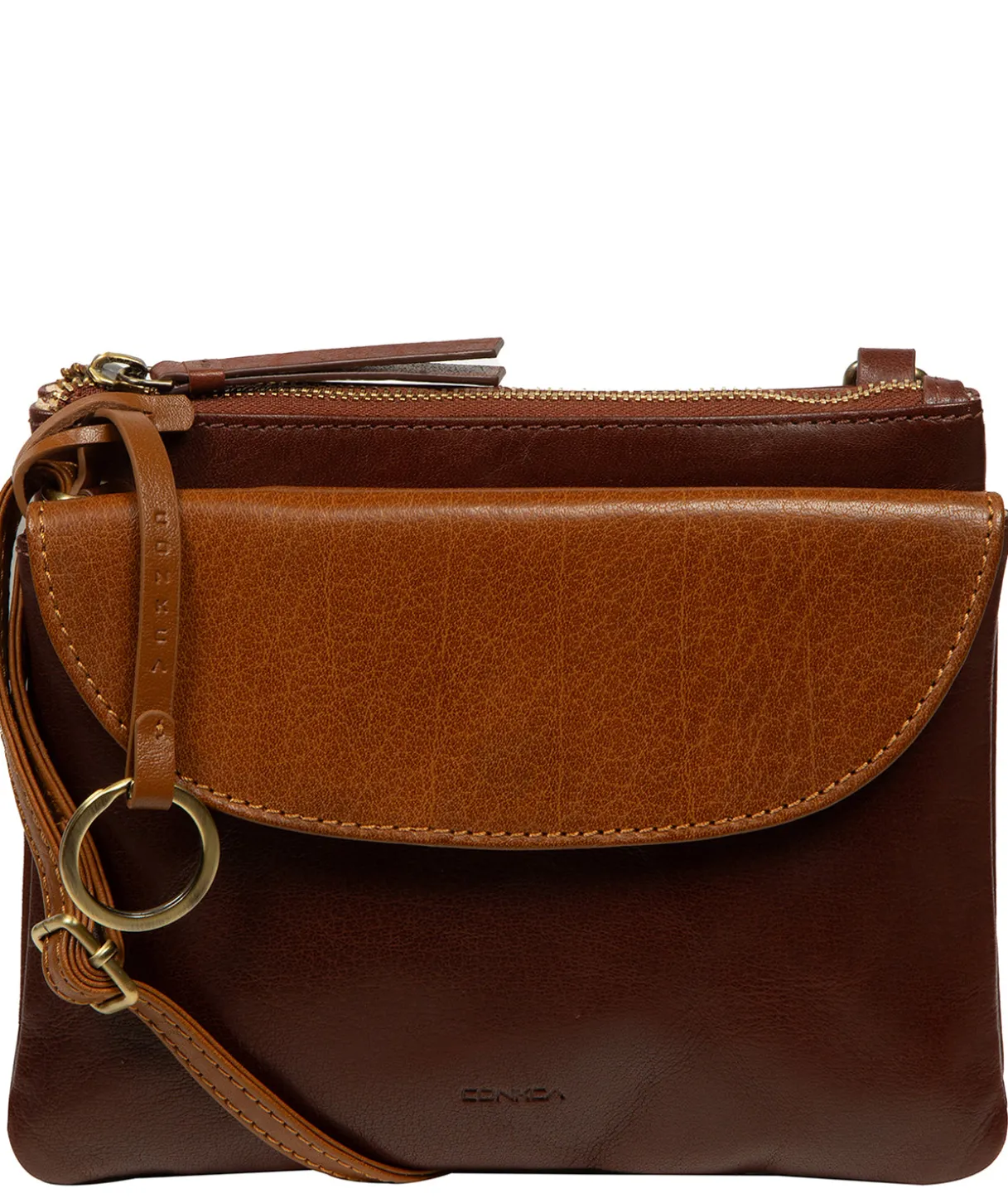 Marietta' Conker Brown & Dark Tan Leather Cross Body Bag