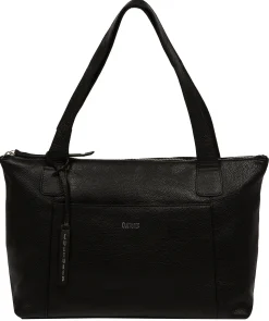Marina' Black Leather Tote Bag