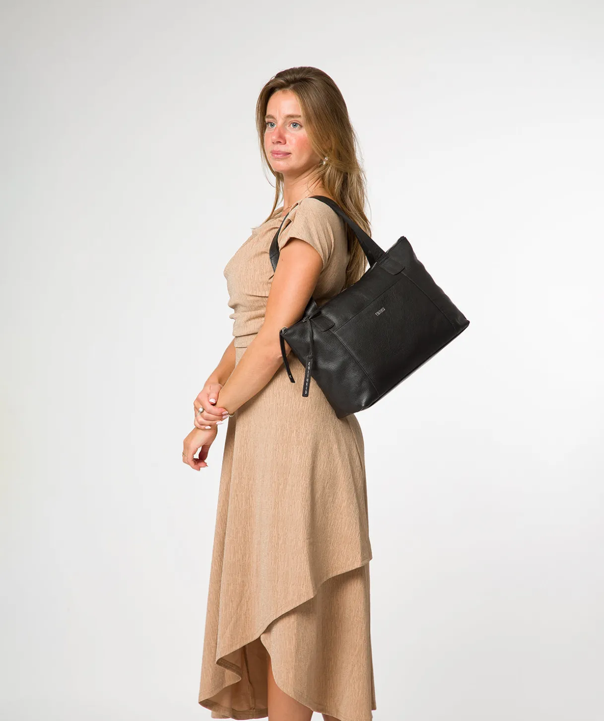 Marina' Black Leather Tote Bag