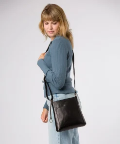Marissa' Black Leather Cross Body Bag