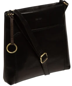 Marissa' Black Leather Cross Body Bag