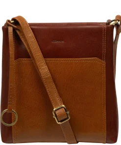 Marissa' Conker Brown & Dark Tan Leather Cross Body Bag