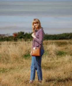 Marissa' Conker Brown & Dark Tan Leather Cross Body Bag