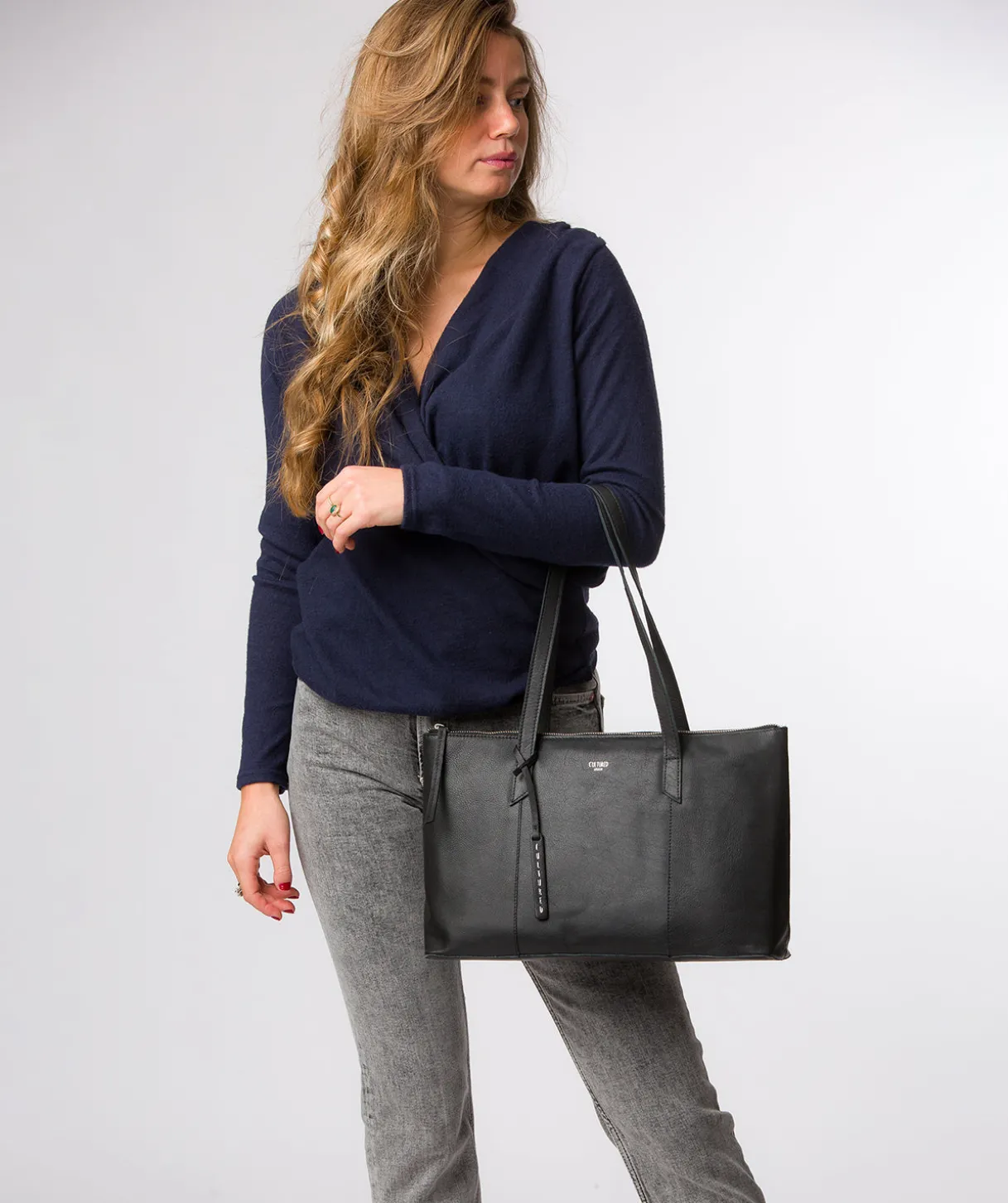 Marlowe' Black Leather Tote Bag